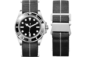 BINLUN Elastic Nylon Watch Band 18mm 20mm 22mm Marine Nationale Fabric Military Parachute Replacement Watch Strap Men Women Silver & Black Buckle - Upgraded Hook-and-Loop Buckle