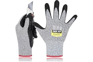 DEX FIT Professional Grade Level 5 Cut Resistant Gloves Cru553, Updated 2025 Coating, 3D Comfort Fit, Water-Based