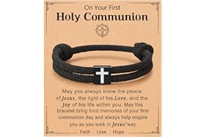 UNGENT THEM Cross Braided Rope Bracelet for Men Boys, Christmas Valentines Graduation Easter Christian Baptism Gifts Couples Son Daughter Brother Teens Girls