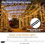 Ollny Christmas Tree Lights Outdoor 20m 200 LED Warm White with Remote view 2