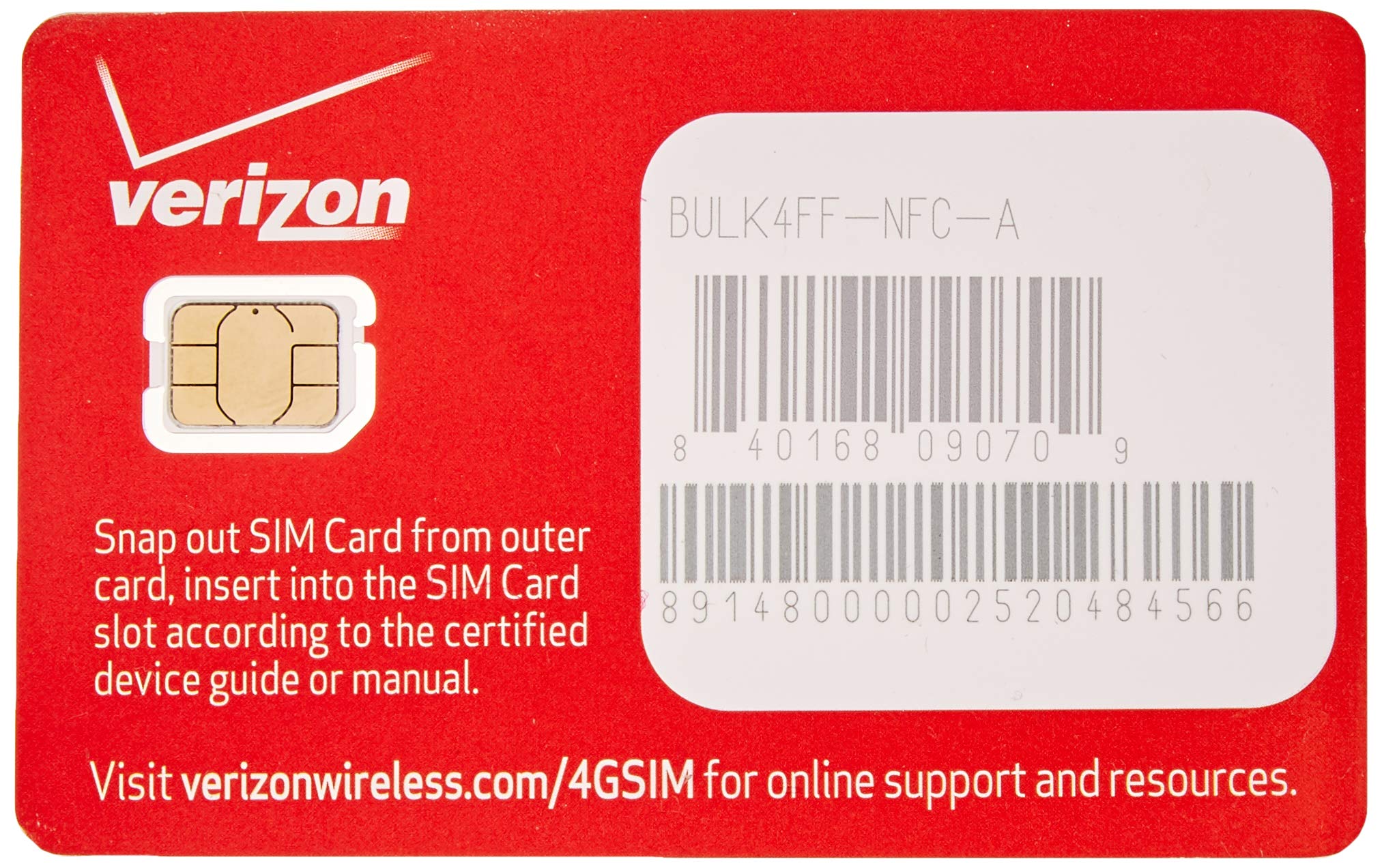 Verizon Nano Sized SIM Card 4G LTE, 4FF NFC - Samsug Galaxy S6, S6 Edge, Android