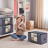 KURNI Storage Bags 3 Pack Grey 90L Large Organizer Zipper Box 60x43x35cm view 3