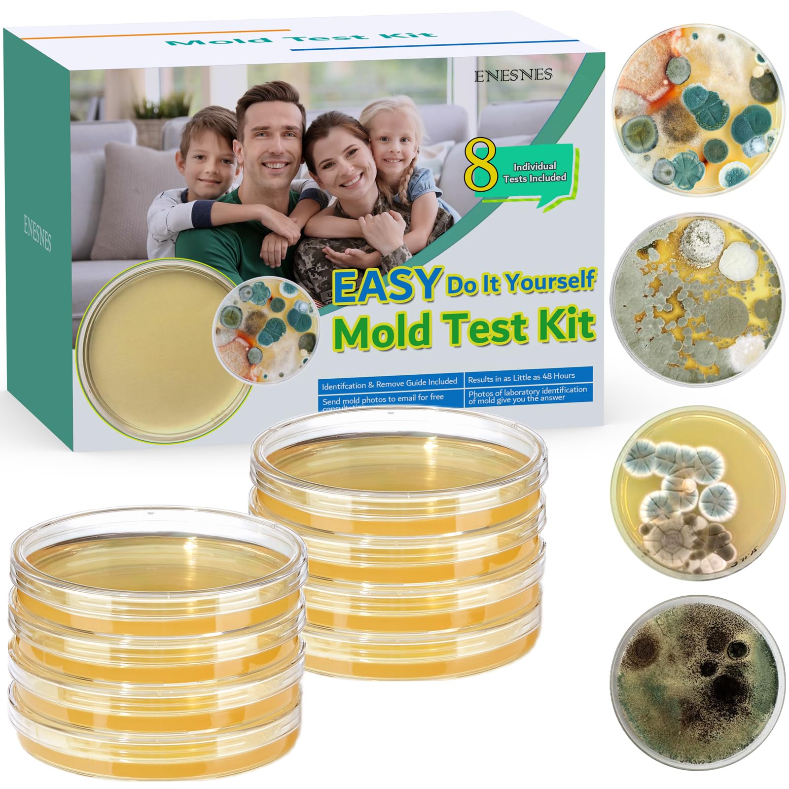 Photo 1 of Mold Test Kit for Home, 8 Detection Tests for HVAC, Surfaces & Indoor Air Quality, DIY Black Mold Detector Testing kit at Home, Includes Detailed Identification Guide, 5X Magnifier & Free Lab Analysis