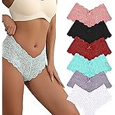Sexy Underwear for Women Lace Panties V-Waist Shorts Breathable Cheeky Lingerie Lightweight Calzones para Mujer 6 Pack