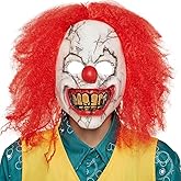 Monisorly Scary demon zombie creepy Red hair evil clown mask Halloween adult killer clown face mask.