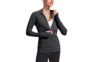 PINSPARK Lightweight Workout Jackets Womens Full Zip Slim Fit Athletic Running Jacket with Thumb Holes