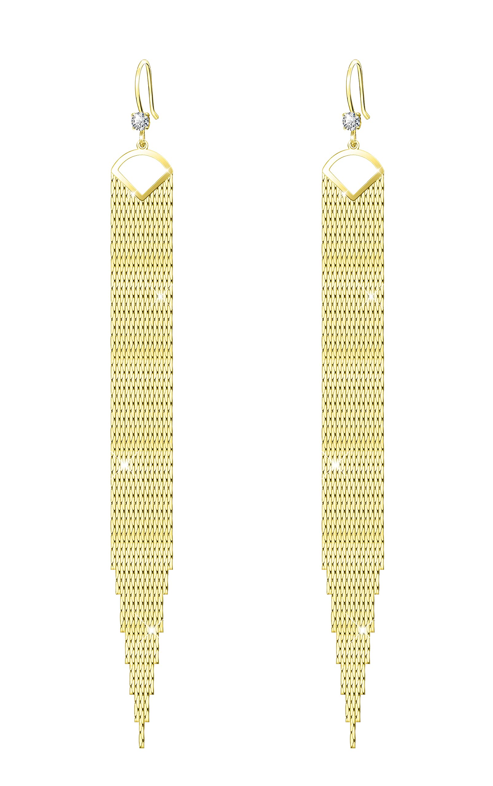 KristLand Drop Tassel Earrings Chain Earrings with Silver Ear Pin Alloy Earrings Party Weddings Birthday Gift for Woman Ladies Girls