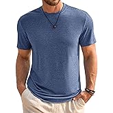 Runcati Mens Short Sleeve T-Shirts Classic Crew Neck Casual Shirt Summer Basic Lightweight Fashion Moisture Wicking Tees