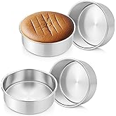 Leonyo 6 Inch Small Cake Pans Round, 4 Pack Stainless Steel Smash 6Inch Round Cake Pan Tins Set for Baking, Metal Circle Layer Tin for Birthday Wedding Party, Dishwasher Oven Safe