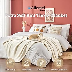 Ailemei Direct Knit Throw Blanket for Bed, Soft