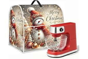 SEEWAN 6-8 Quart Christmas Stand Mixer Cover Kitchen Dust Cover Compatible for Stand Mixer Cloth Covers with Storage Pockets (Snowman in Red Hat)