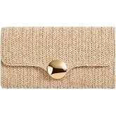 FLAIRFOLIO Elegant Clutch Purse for Women Straw Clutch Formal Evening Bag for Wedding Party Dinner