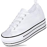 REFRASE LIFE Womens Platform Sneakers with Wedge 3 Inches Height Boost Hidden Heel Shoes, Casual Height Increase Walking Fashion Shoes for Women and Girls