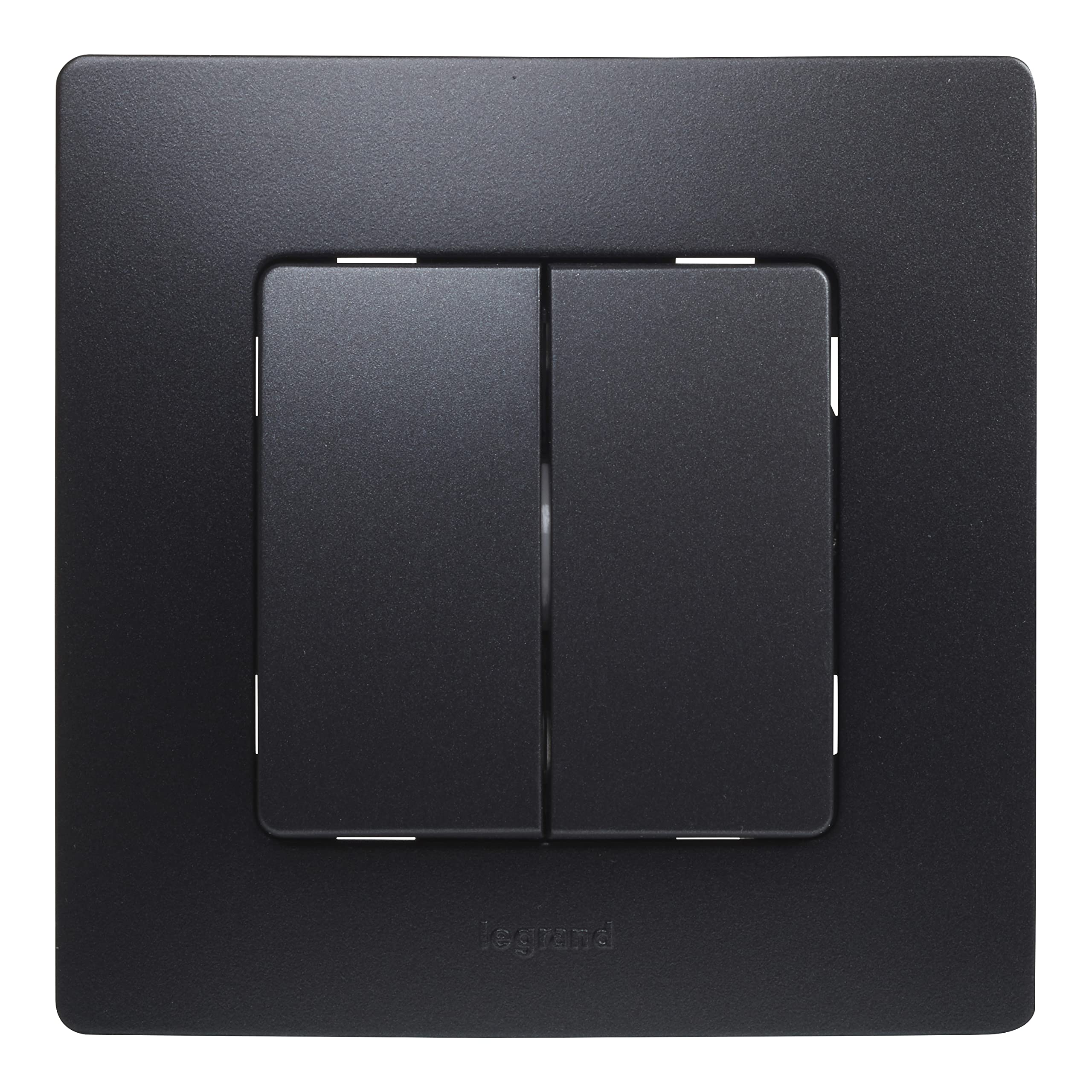 LEGRAND Double Switch 10AX, Niloé Monobloc Range, Full Mechanism with Frame, Black, 396490
