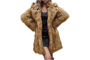 Yihaojia Long Coat for Women Faux Fur Winter Coats Leopard Print Fleece Warm Outerwear Lapel Open Front Long Cardigan Jackets