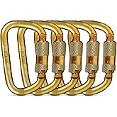 DEKABR Carabiner Heavy Duty, 45KN Twist Lock Steel Auto Locking Climbing Carabiner for Rock and Tree Climbing, Camping, Rappelling, Rescue and Mountaineering – ANAB Certified, Large, Gold