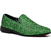 SPK04 Men's Vintage Glitter Dress Loafers Slip On Shoes Classic Tuxedo Dress Shoes