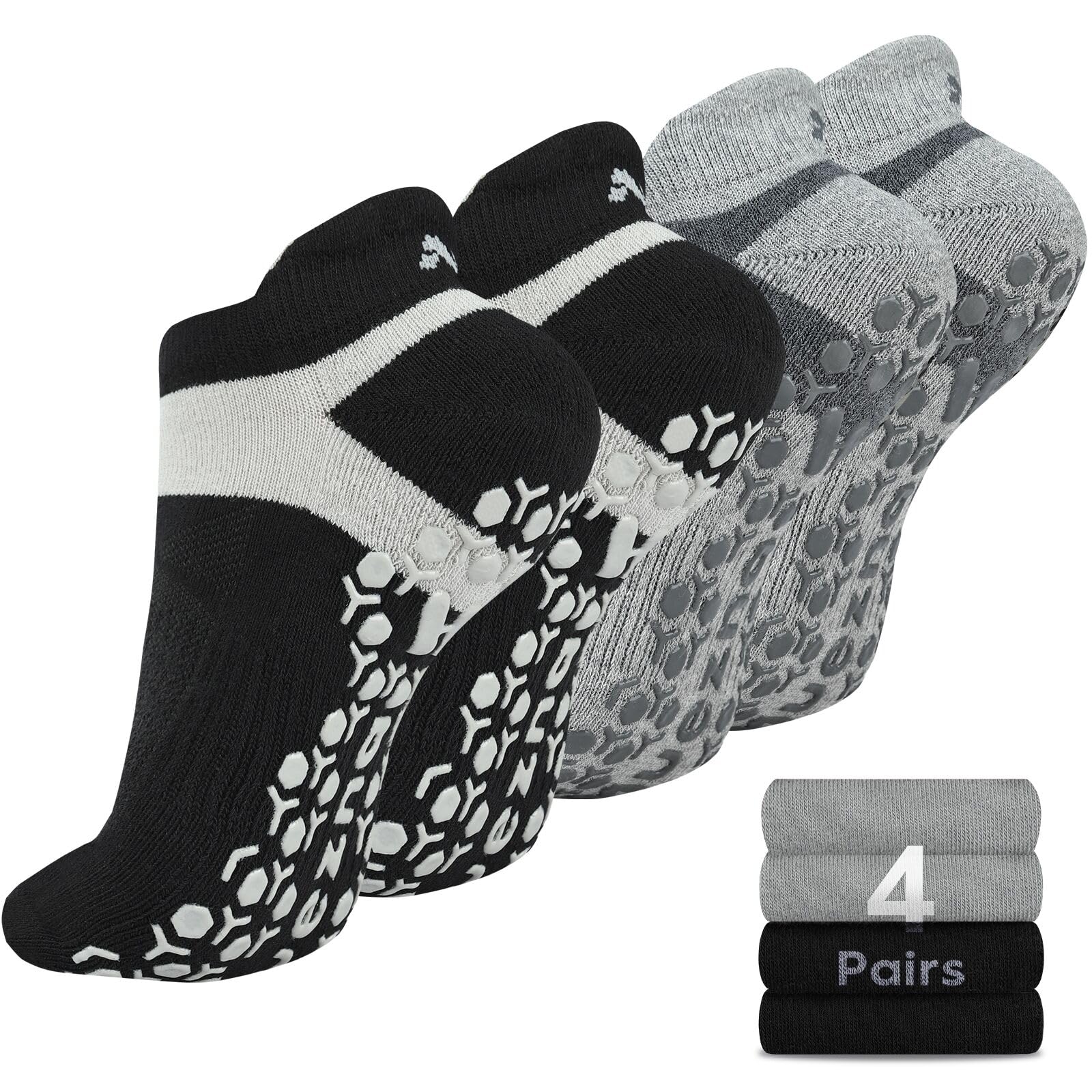 Photo 1 of Muezna Men's Non-Slip Yoga Socks, Anti-Skid Pilates, Barre, Bikram Fitness Hospital Slipper Socks with Grips