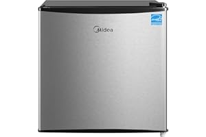 Midea MERM17B0ASL 1.7 Cu Ft Mini Fridge, Compact Refrigerator with Adjustable Thermostat, Reversible Door, Low Noise, Energy Efficient, Ideal for Dorm, Office, Bedroom, Steel Gray
