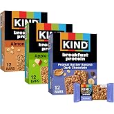 KIND Breakfast Protein Bars, Variety Pack, 3-8g Protein, Gluten Free, 18 ct | Perfect for busy mornings: a gluten-free healthy snack with whole grain oats for on-the-go energy. Includes 18, 2-bar packs.