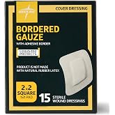 Medline Bordered Gauze, 2" x 2" Adhesive Island Wound Dressing, Sterile, 15 Count