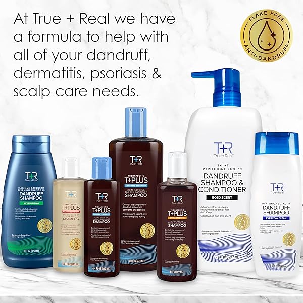 TRUE+REAL COAL TAR THERAPEUTIC PLUS TAR GEL ANTI-DANDRUFF SHAMPOO 0.5% COAL TAR, 16 FL OZ, ORIGINAL STRENGTH