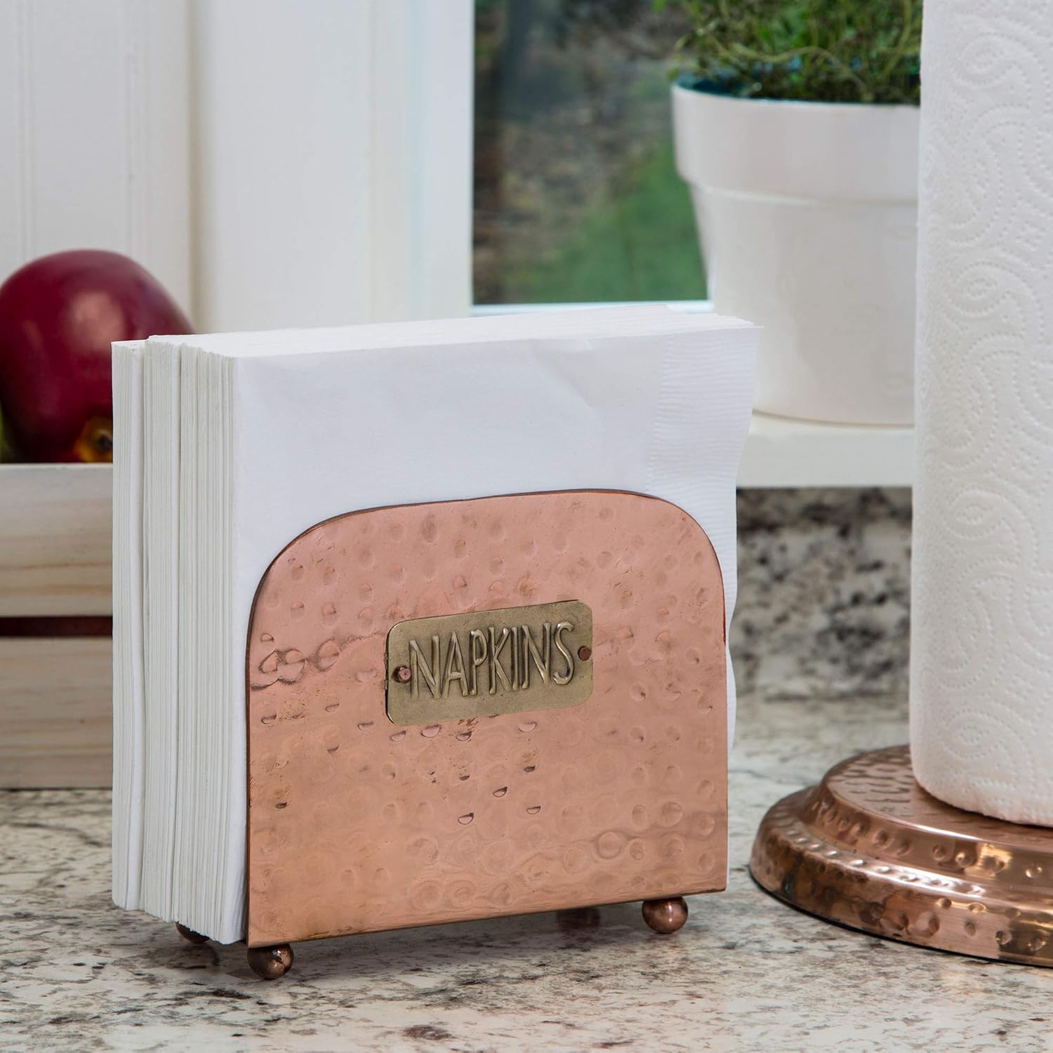Copper Napkin Holder for Kitchen Tables and Counter Tops Tabletop