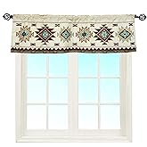 EZ.enjoy Southwest Tribal Navajo Aztec Fancy Abstract Geometric Ethnic Hipster Design Window Décor Curtain Valance Decorative Rod Pocket 52 X 16 Inches