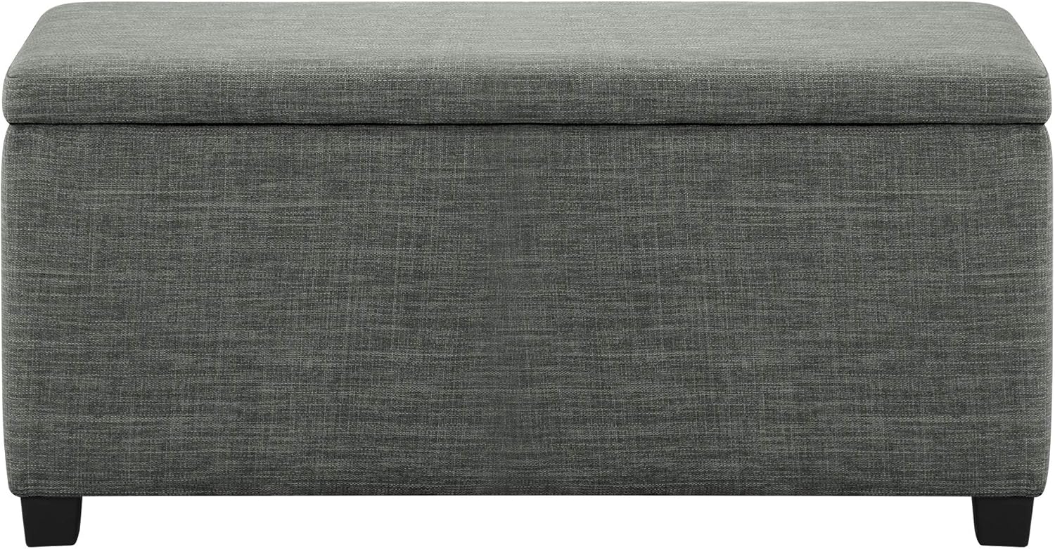 Basics 35.5"L Storage Bench Ottoman, Charcoal: Kitchen & Dining
