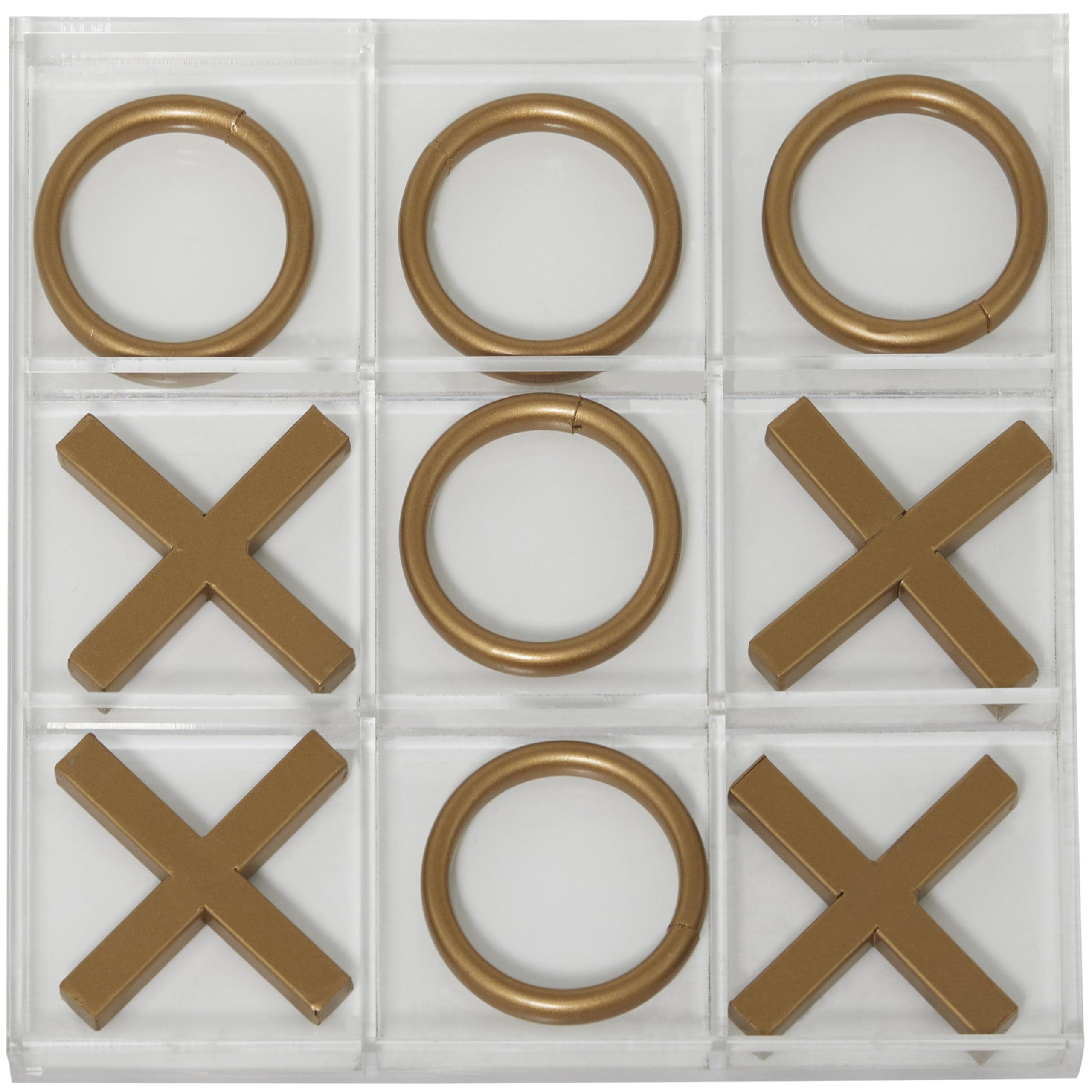 Deco 79 Metal Tic Tac Toe Spiel-Set – Nautisches Design Mit Anker & Schiffsrad, 36x36 Cm, Blau/Weiß
