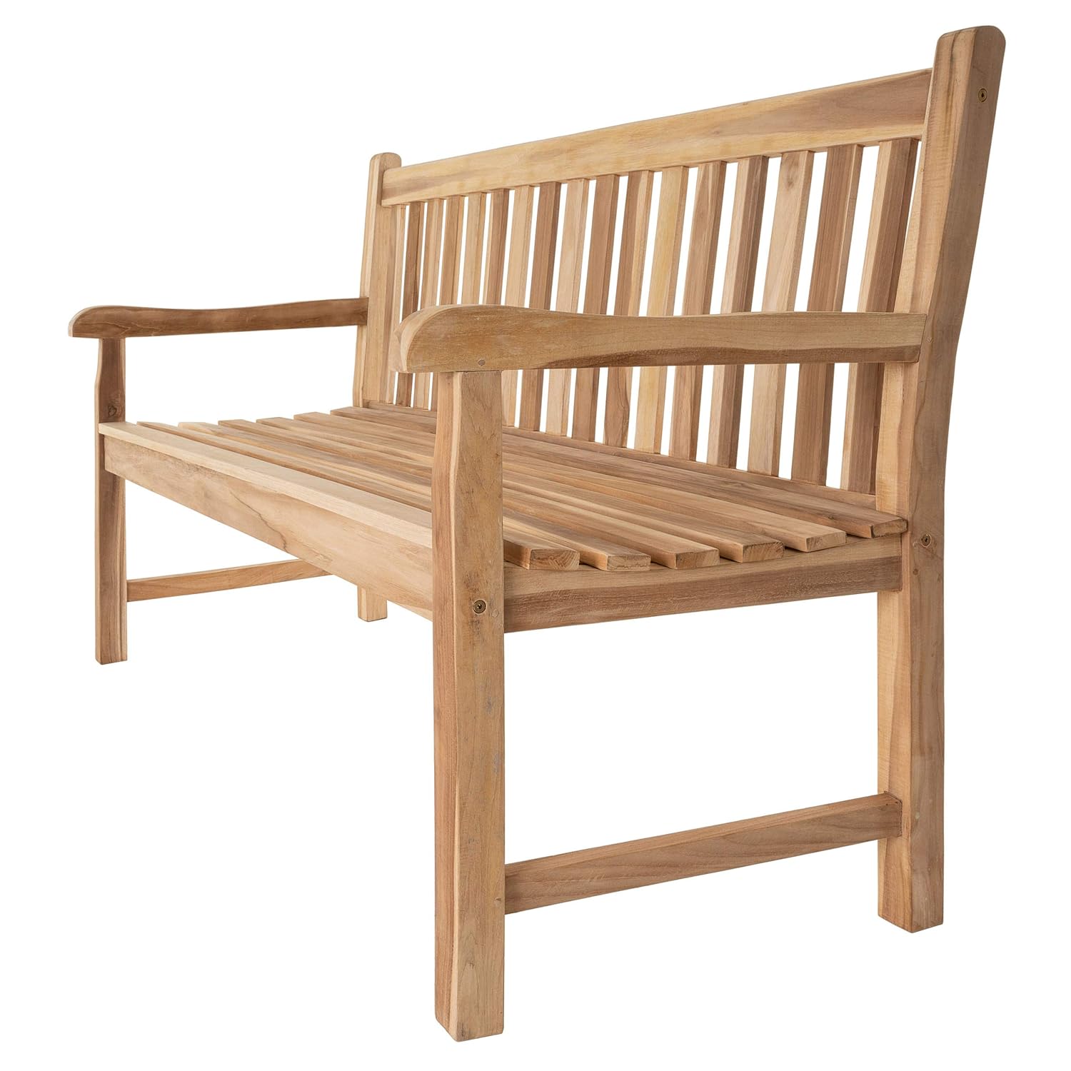 Divero 2 Sitzer Robuste Gartenbank Massiv Natur Teak Holz Parkbank 120cm