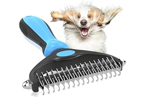 Decyam Double Sided Undercoat Rake - Extra Wide Metal Brush for Pet Grooming, Shedding, and Dematting Dogs & Cats