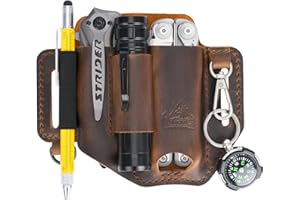 FI FLYHOMES FLYHOMES Premium Full-Grain Genuine Cowhide Leather Multitool Sheath | Handmade Stitched Belt Organizer for Leatherman, Flashlight, Pen & EDC Tools | Multi-Tool Holster Pouch with Keychain Clip