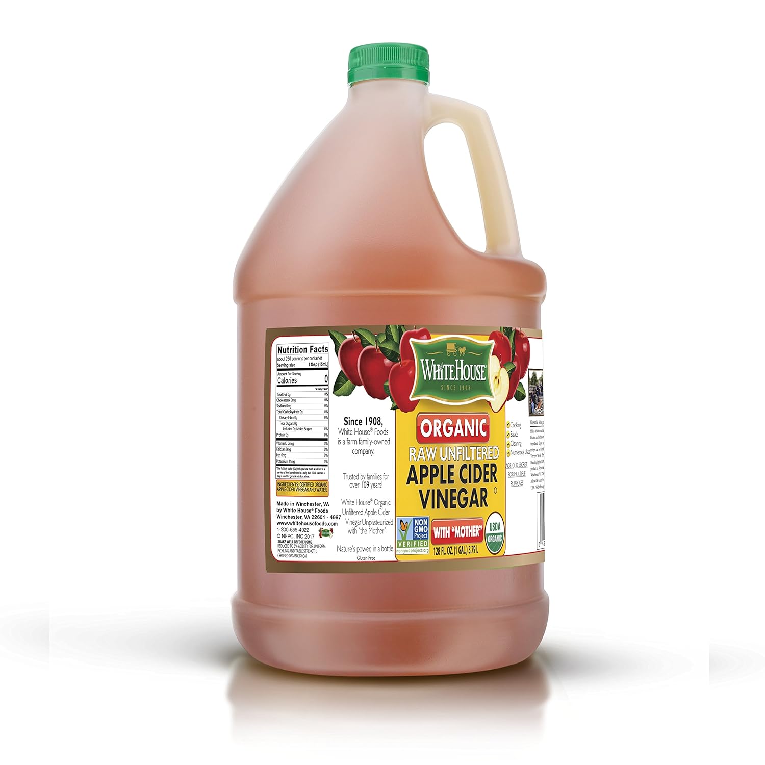 Amazon Com 1 Gallon 128oz White House Organic Apple Cider Vinegar Grocery Gourmet Food