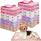 16 Pieces Pet Blanket, Warm Soft Fluffy Cat Dog Blankets with Cute Printed Paws, Washable Flannel Throw for Puppies Small Dog