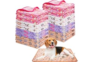 16 Pieces Pet Blanket, Warm Soft Fluffy Cat Dog Blankets with Cute Printed Paws, Washable Flannel Throw for Puppies Small Dog