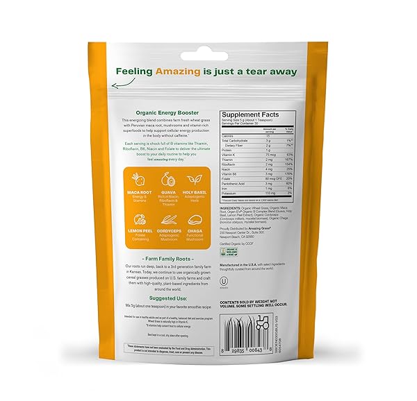 AMAZING GRASS ENERGY BOOSTER SMOOTHIE MIX: ENERGY GREENS POWDER, MACA, CORDYCEPS & CHAGA, SMOOTHIE BOOSTER WITH VITAMIN B, 30 SERVINGS