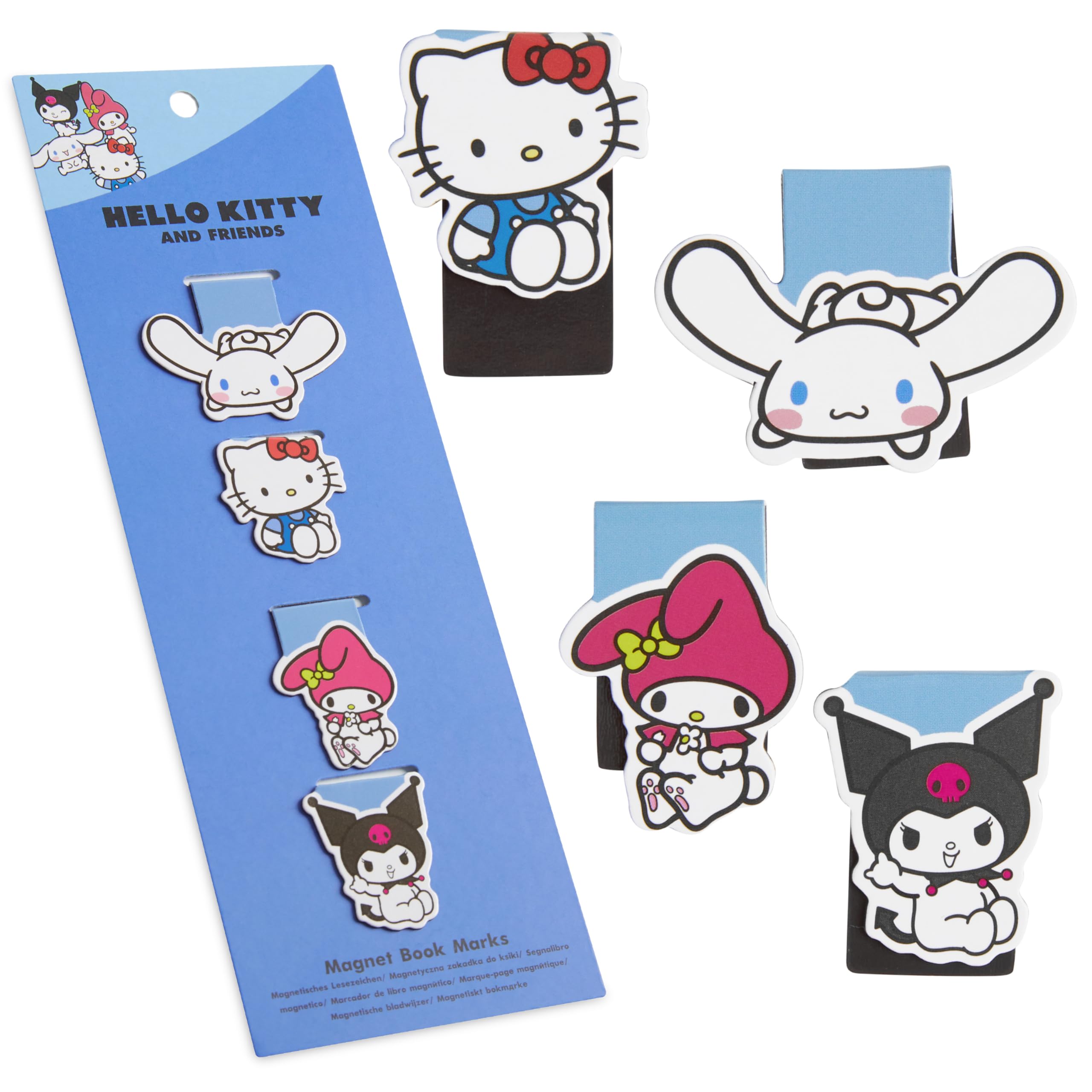 Hello Kitty Magnetic Bookmark Kawaii Page Holder School University Girls Teens Women Students Teachers Stocking Fillers Gifts for Readers Anime Gifts (Multi 4 Pack)