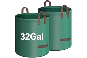 IWNTWY 2-Pack 32 Gallons Leaf Bags, Reusable Yard Waste Bags, Heavy Duty Upright Lawn Bags with 4 Handles for Garden Leaves and Waste Collection, Lightweight Portable Yard Trash Bag