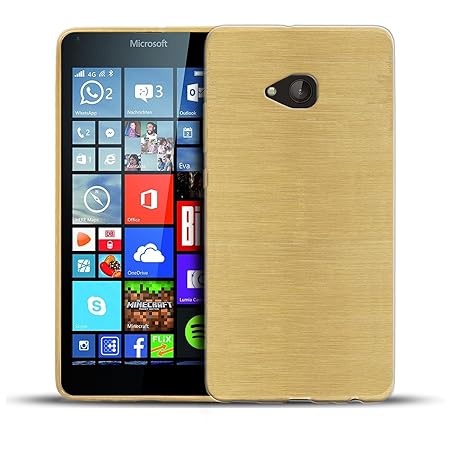 Conie Hülle für Microsoft Lumia 640 XL TPU Case Gold, Brush Design, Schutzcover Bumper, Handyhülle aus Silikon Lumia 640 XL C