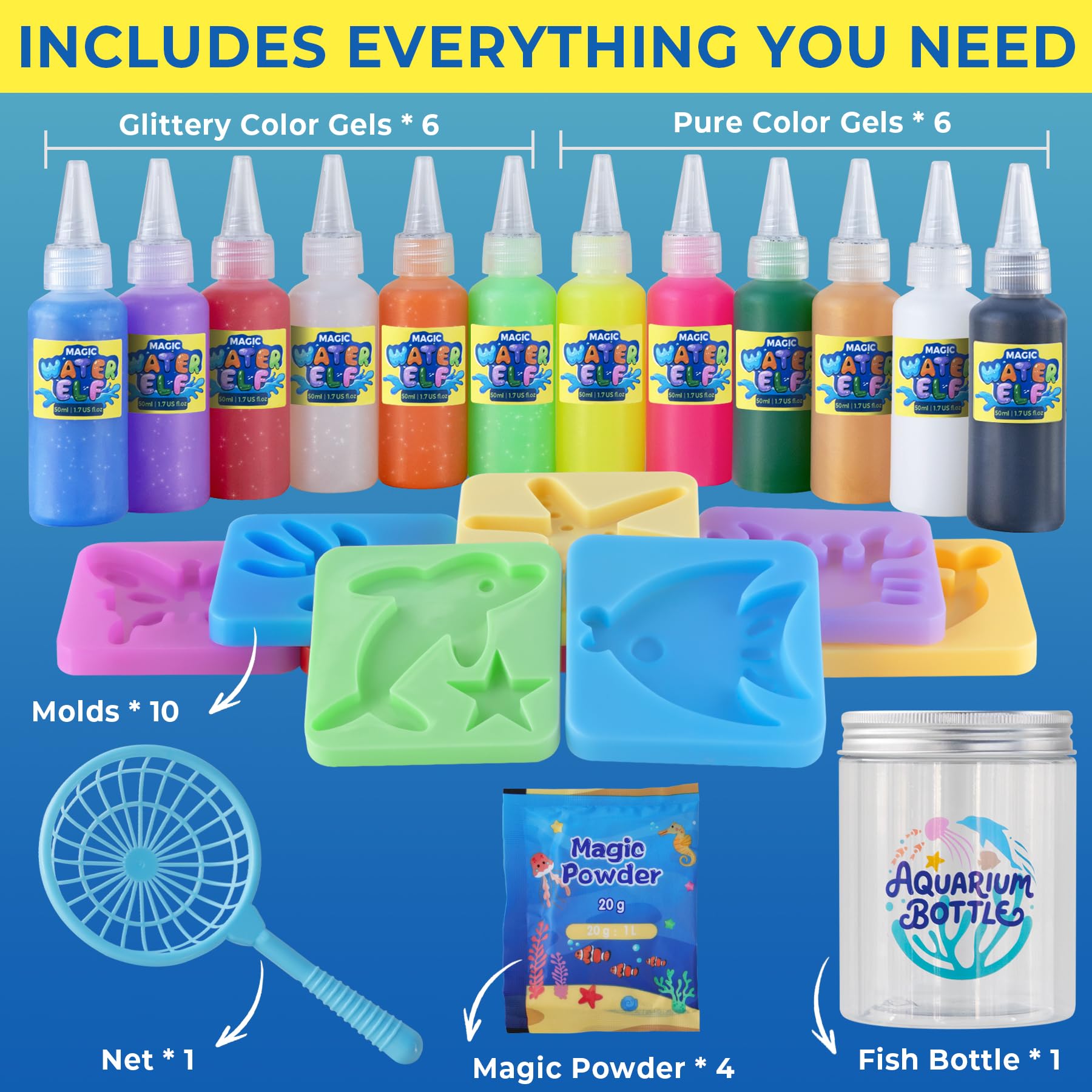 Magic Water Elf Toy Kit - Crafts kit for Kids - Arts and Crafts for Girls - Magic Gel Water Pets - Make Your Own Squishies Squishy Maker Toys - Kid Toys Birthday Gifts for Girls Boys Ages 3-12