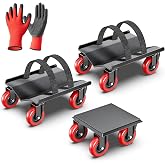 Snowmobile Dolly Heavy Duty with 3 Inch Caster Wheels V-Slide Steel Dollies | Supporting 1660 LBS |Sled Dollies Set of 3 |with Full Rubber Pad Protecting Ski |2 Pairs of Straps Attaching on Skis