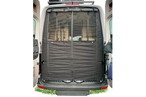 Vanhoxcci Van Bug Screen with Privacy Panel Fit for Mercedes Sprinter 2007-2025 High Roof Rear Door Mosquito Net Campervans Flyscreen Mesh, Center Magnetic Closure
