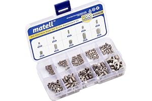200Pcs Set Screw Assortment Kit, Stainless Steel Hex Allen Head Socket Grub Screw, Stainless Steel Set Screws for Bathroom Fi