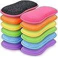 HOMEXCEL 12-Pack Multi-Purpose Scrub Sponges, Non-Scratch Microfiber Sponge for Dishes, Pots, Pans, and More (Multicolor)