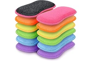 HOMEXCEL 12 Pack Multi-Purpose Scrub Sponges Kitchen, Dish Sponge, Non-Scratch Microfiber Sponge for Efficiently Cleaning Dis