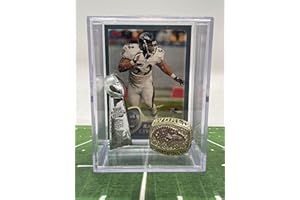 PRO SET Baltimore Ravens 2001 Super Bowl XXXV Replica Championship Ring & mini Lombardi Trophy Shadowbox w/Ray Lewis Card