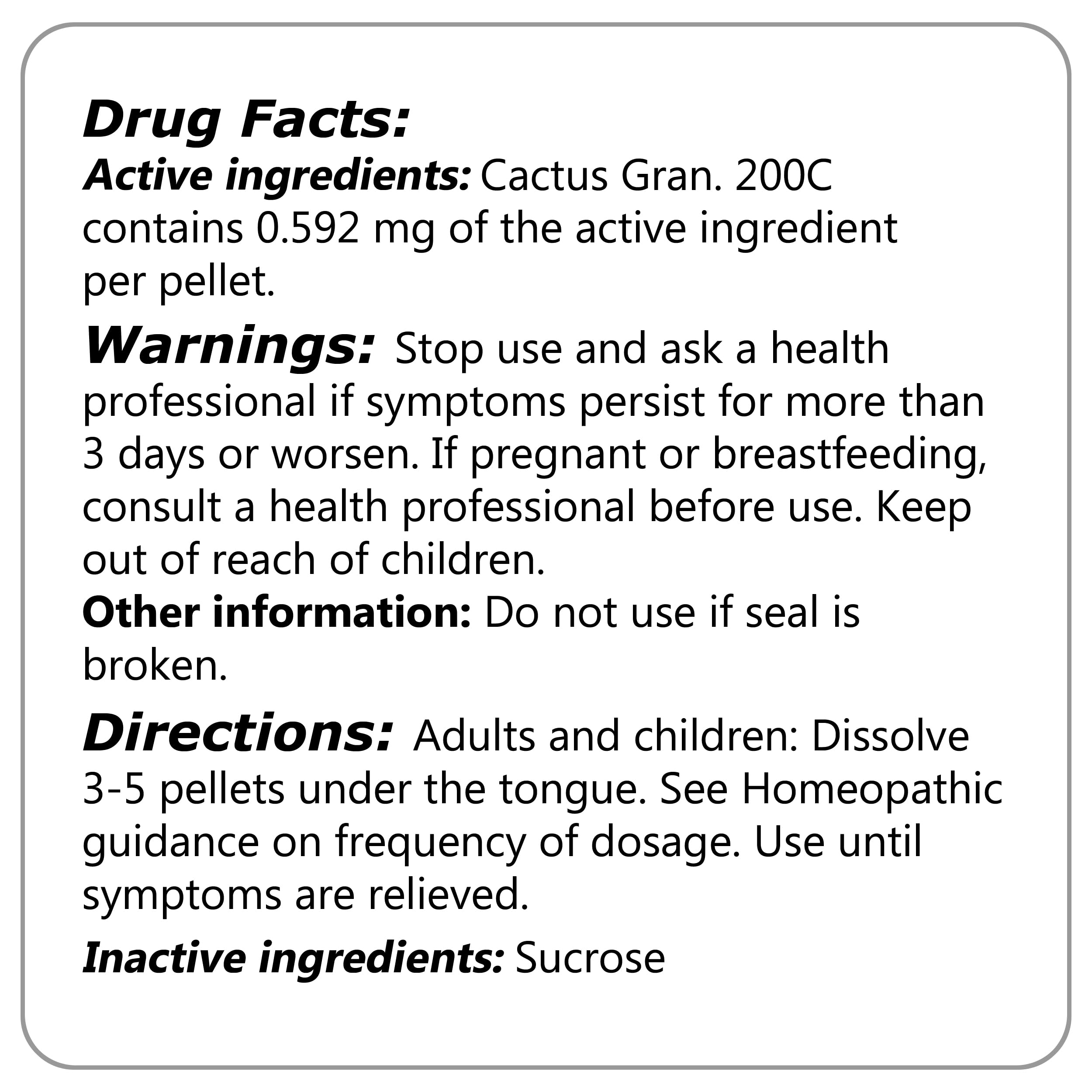 Cactus Grandiflorus 200C Homeopathic Remedy, 270