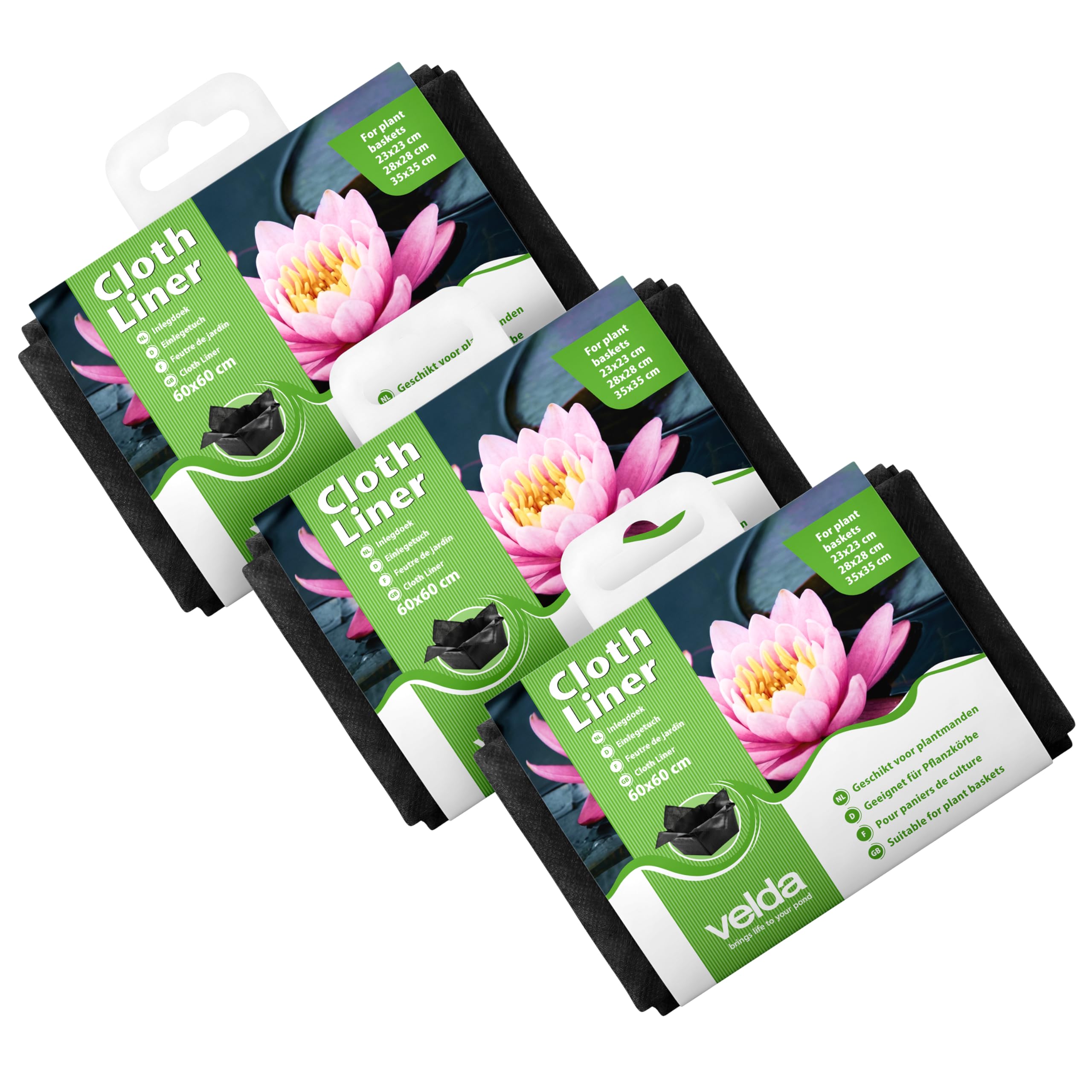 Velda Plant Basket Liners 60 x 60cm (3 Pack) - Durable Pond Planter Lining Cloth - Basket Liners for Plants & Pond Baskets - Water Permeable