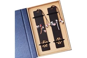 Toirxarn Hand-Carved Painted Flowers Birds Wooden Bookmark Set, Practical and Creative Gifts, Suitable for Teachers, Students